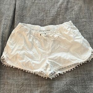 J Crew white linen Pom shorts